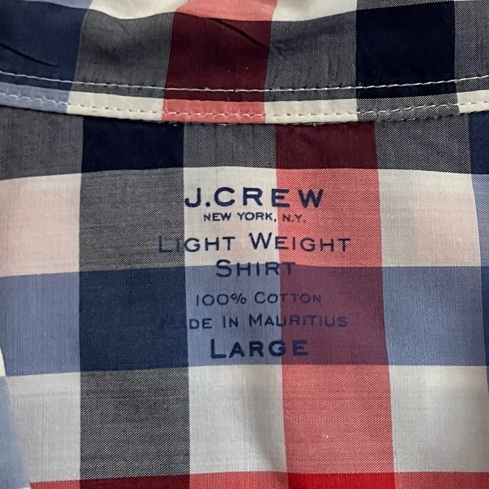 J. Crew • Men's Red and Blue Plaid Shirt Light Weight